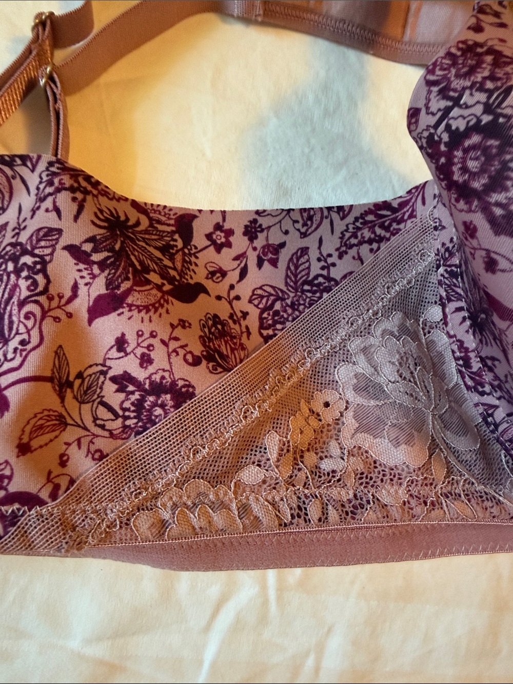 Jessica Simpson Mauve Floral Lace Underwire Bra - Picture 6 of 7